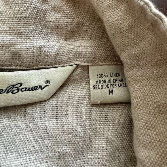 Vintage Eddie Bauer Women's 100% Linen Full Zip Jacket Size Medium Ecru Beige - Picture 6 of 7